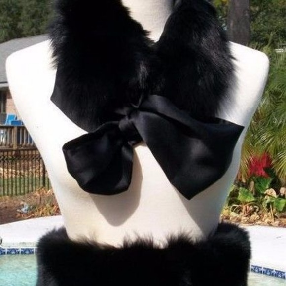 Cache Black Fox Fur Collar Top Pant Capelet Belt New NWT $158 6\